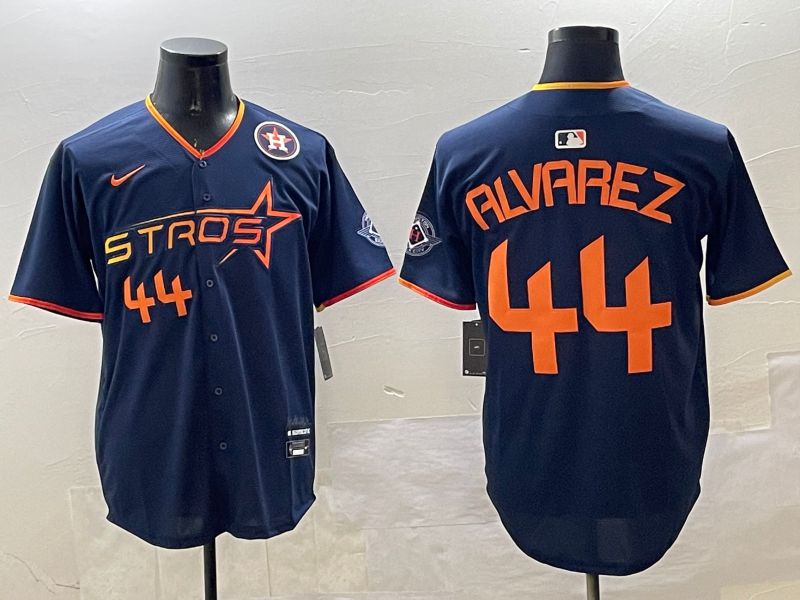 Men Houston Astros 44 Alvarez Drak Blue Three generations Joint Name 2025 Nike MLB Jersey style 4